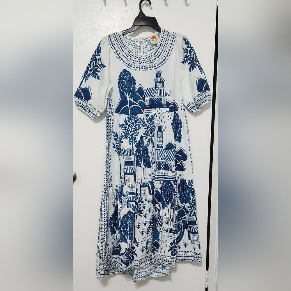 farm Rio Ancient Garden Cotton Midi Dress Size M - Picture 7 of 14